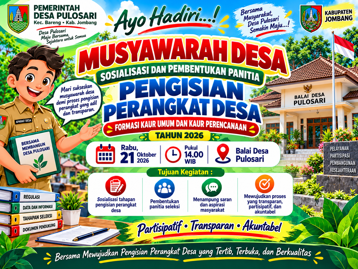 MUSYAWARAH DESA SOSIALISASI DAN PEMBENTUKAN PANITIA SELEKSI PERANGKAT DESA PULOSARI TAHUN 2026