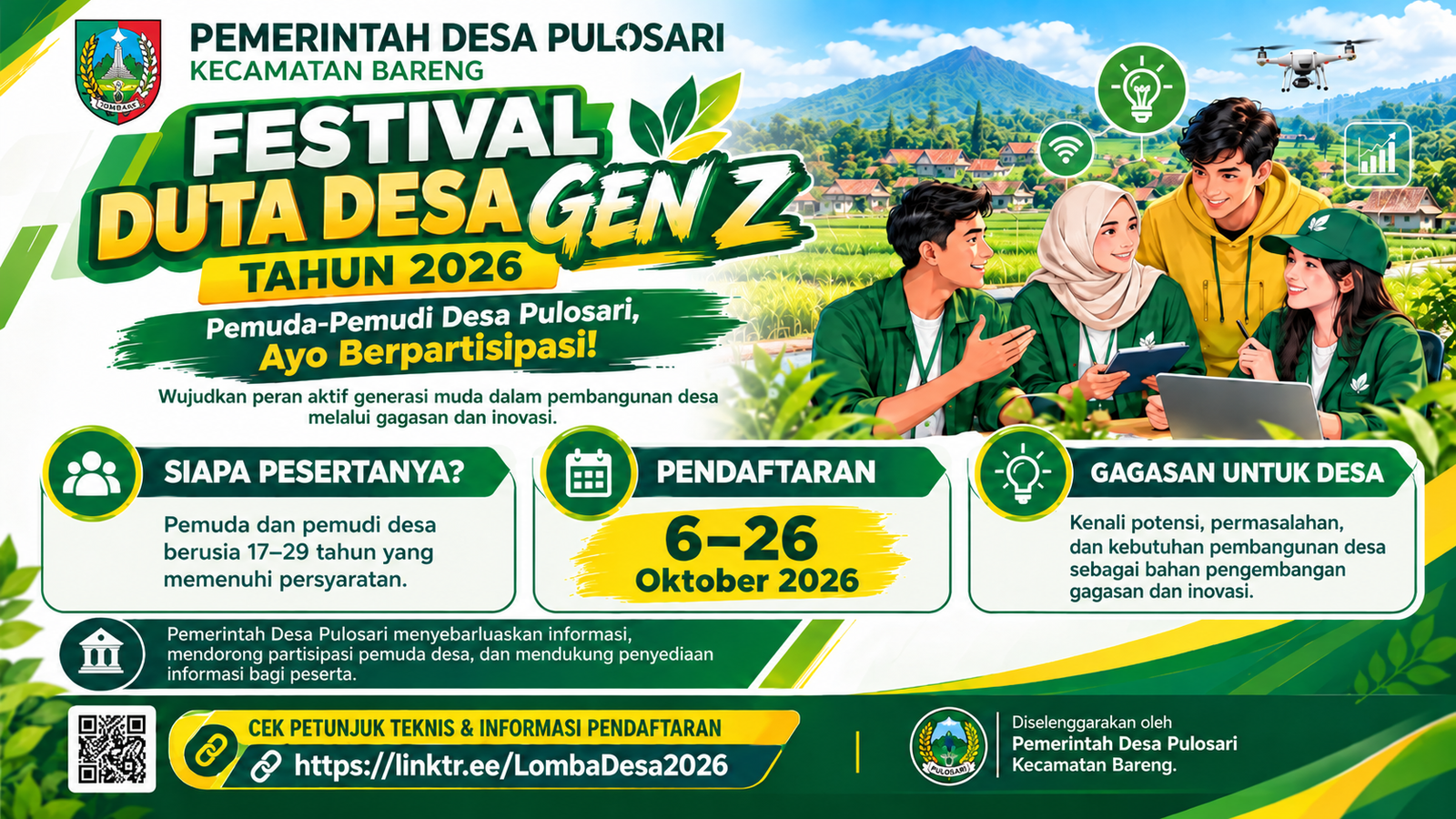 Pemerintah Desa Pulosari Ajak Generasi Muda Ikuti Festival Duta Desa Gen Z Tahun 2026, Wujudkan Inovasi dan Kreativitas untuk Kemajuan Desa